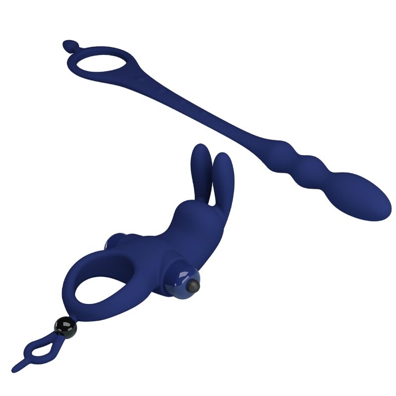 PRETTY LOVE - AYAD RABBIT VIBRATOR RING WITH PLUG BLUE - 10