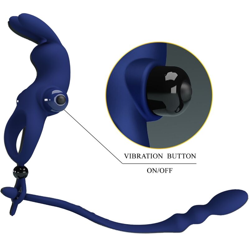 PRETTY LOVE - AYAD RABBIT VIBRATOR RING WITH PLUG BLUE - 9