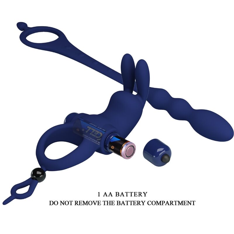 PRETTY LOVE - AYAD RABBIT VIBRATOR RING WITH PLUG BLUE - 7