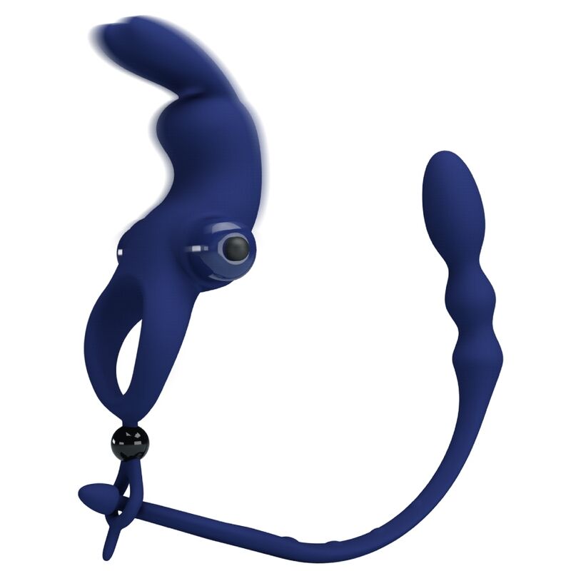 PRETTY LOVE - AYAD RABBIT VIBRATOR RING WITH PLUG BLUE - 6
