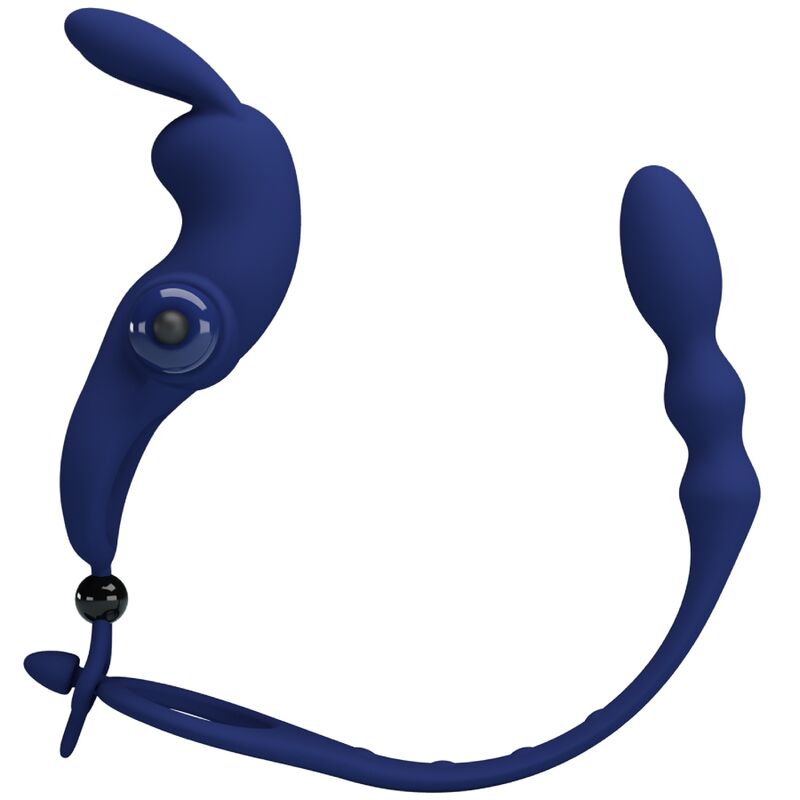 PRETTY LOVE - AYAD RABBIT VIBRATOR RING WITH PLUG BLUE - 4