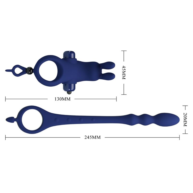 PRETTY LOVE - AYAD RABBIT VIBRATOR RING WITH PLUG BLUE - 3