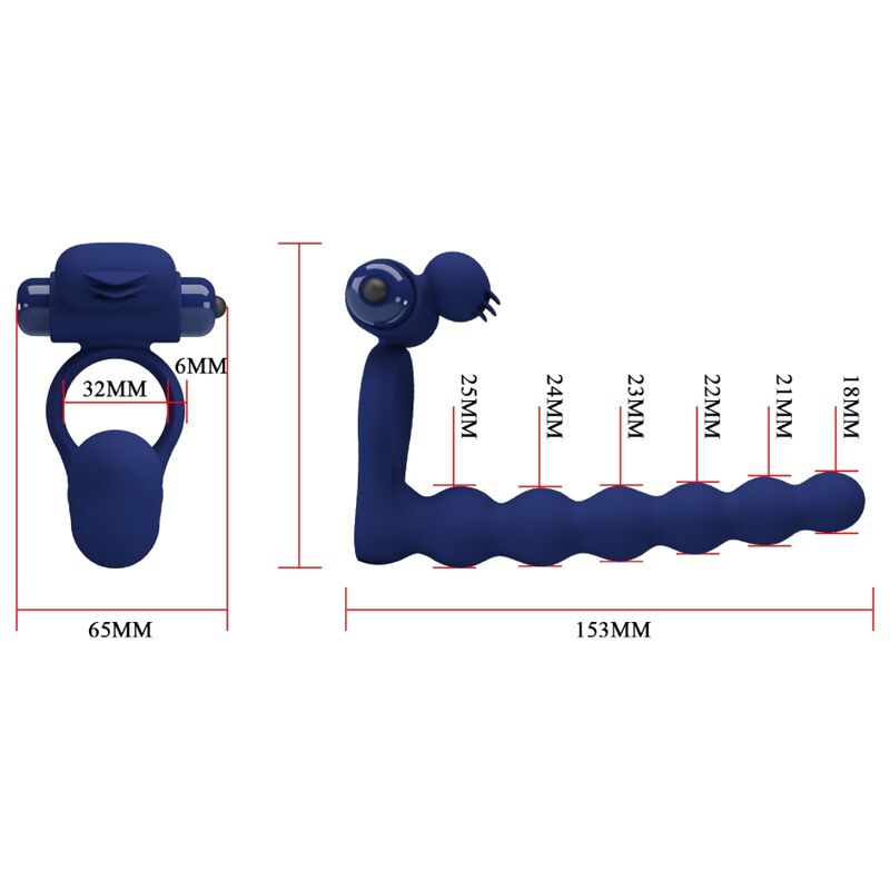 PRETTY LOVE - AJMAL VIBRATING RING WITH PLUG BLUE - 7