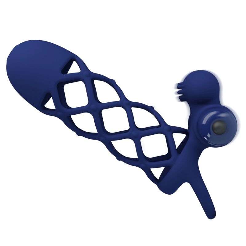 PRETTY LOVE - ANNEAU VIBRATEUR GIANN AVEC GAINE SILICONE BLEU