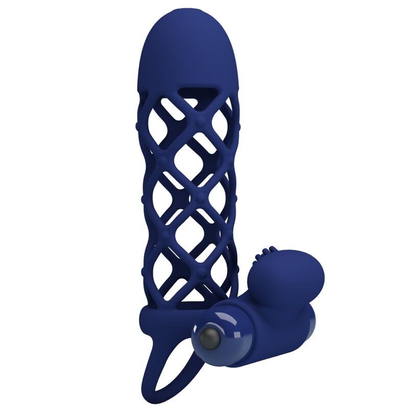 PRETTY LOVE - ANNEAU VIBRATEUR GIANN AVEC GAINE SILICONE BLEU