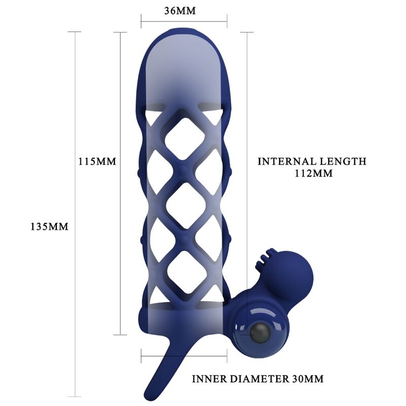 PRETTY LOVE - ANNEAU VIBRATEUR GIANN AVEC GAINE SILICONE BLEU