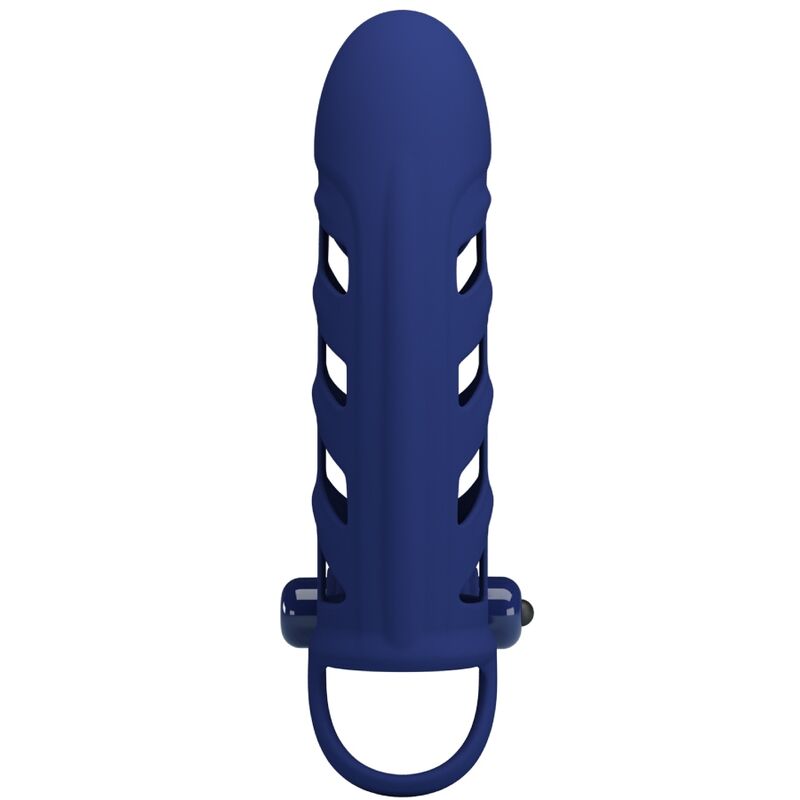 PRETTY LOVE - ANNEAU VIBRATEUR ALTAF AVEC GAINE SILICONE BLEU