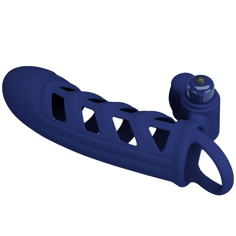 PRETTY LOVE - ALTAF VIBRATOR RING WITH SILICONE SHEATH BLUE - 1