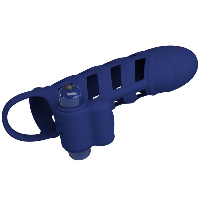 PRETTY LOVE - ANNEAU VIBRATEUR ALTAF AVEC GAINE SILICONE BLEU