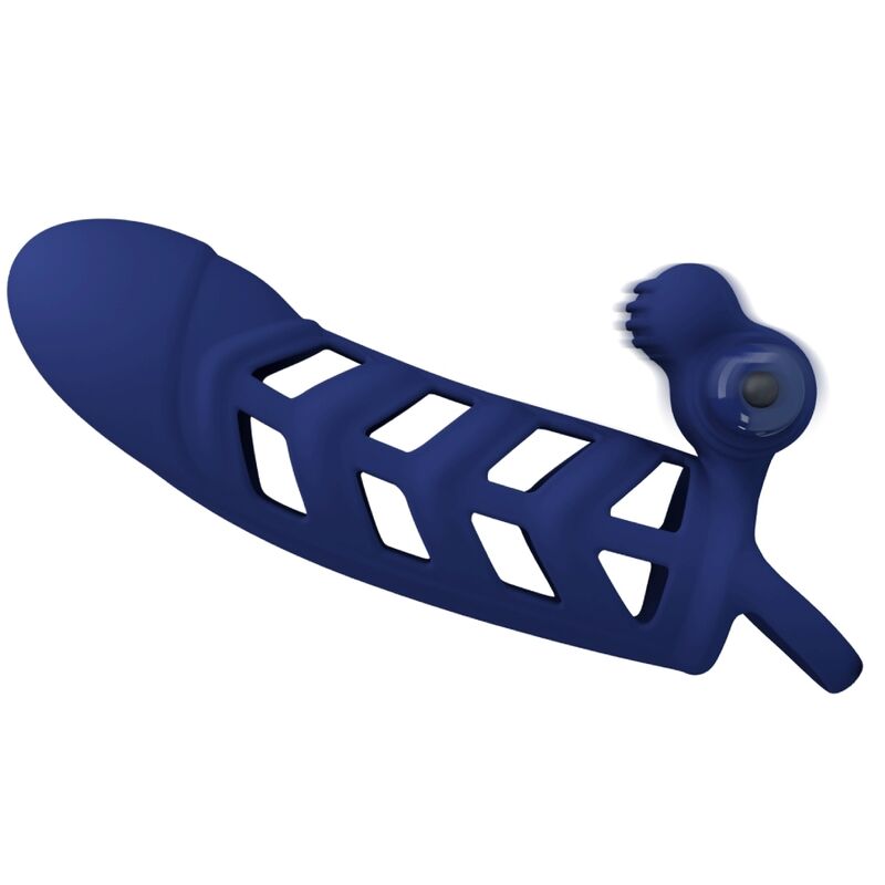 PRETTY LOVE - ANNEAU VIBRATEUR ALTAF AVEC GAINE SILICONE BLEU