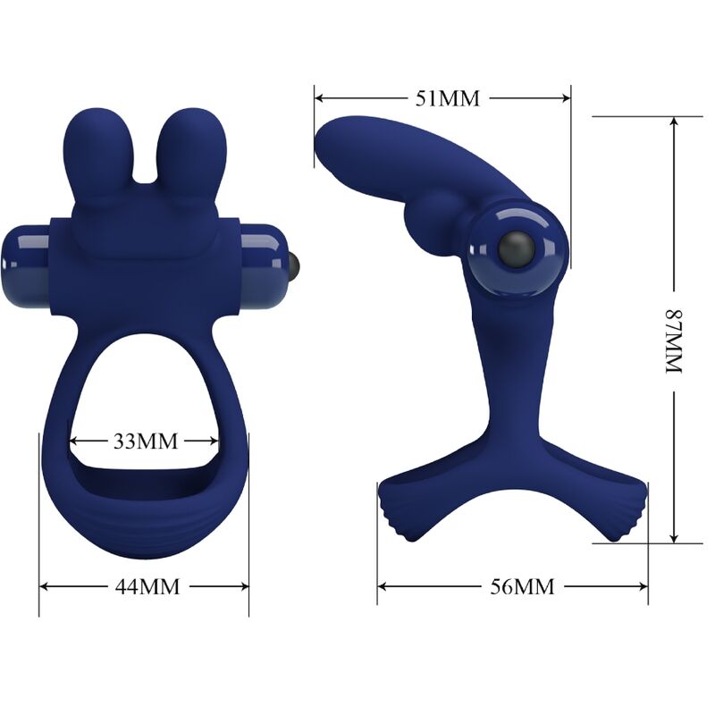 PRETTY LOVE - FRANCISCO DOUBLE VIBRATING RING RABBIT BLUE - 5