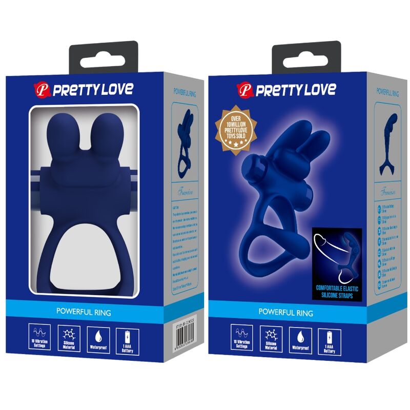 PRETTY LOVE - FRANCISCO DOUBLE VIBRATING RING RABBIT BLUE - 3