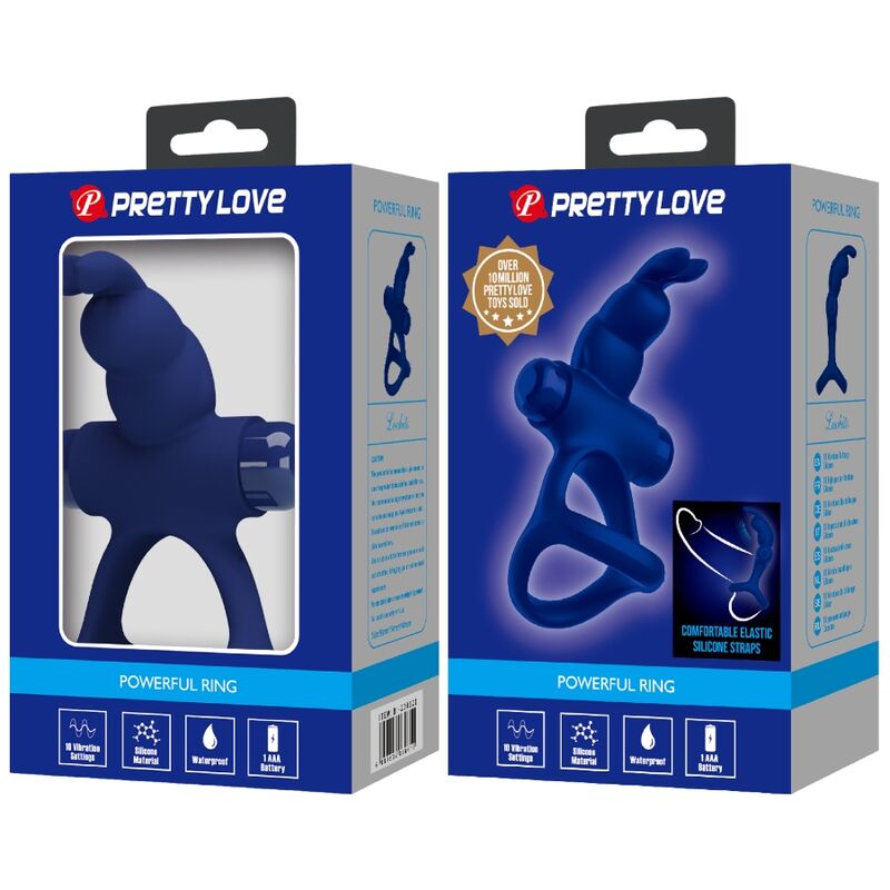 PRETTY LOVE - LUCHITO DOUBLE VIBRATING RING RABBIT BLUE - 4