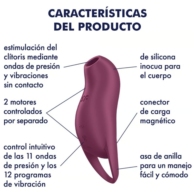 SATISFYER - POCKET PRO 1 CLITORIS STIMULATOR GARNET - 5