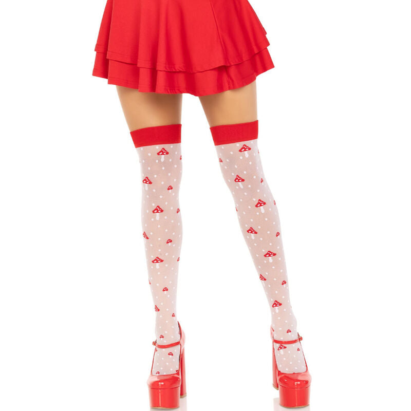 LEG AVENUE - MUSHROOM HIGH SOCKS RED/WHITE - 3