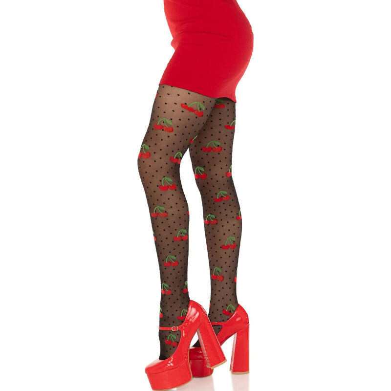 LEG AVENUE - BLACK CHERRY MOLES STOCKINGS - 2