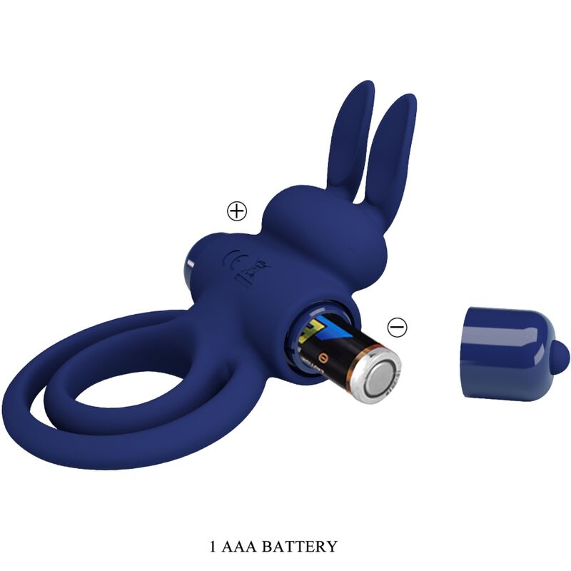 PRETTY LOVE - DAREY DOUBLE VIBRATING RING RABBIT BLUE - 4