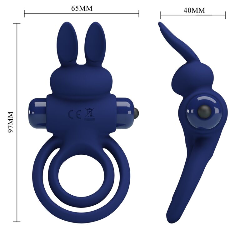 PRETTY LOVE - DAREY DOUBLE VIBRATING RING RABBIT BLUE - 3