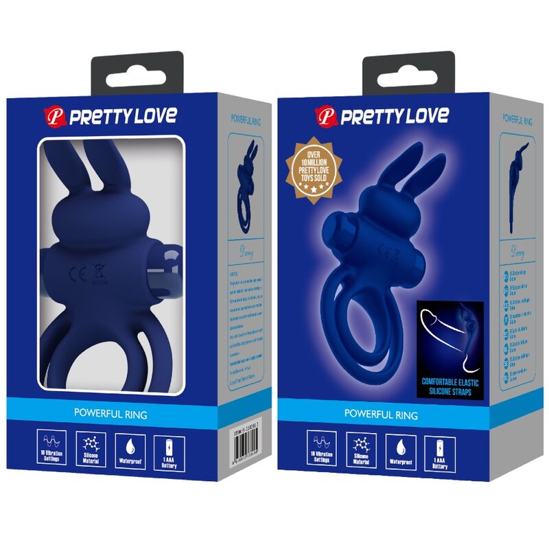 PRETTY LOVE - DAREY DOUBLE VIBRATING RING RABBIT BLUE - 2