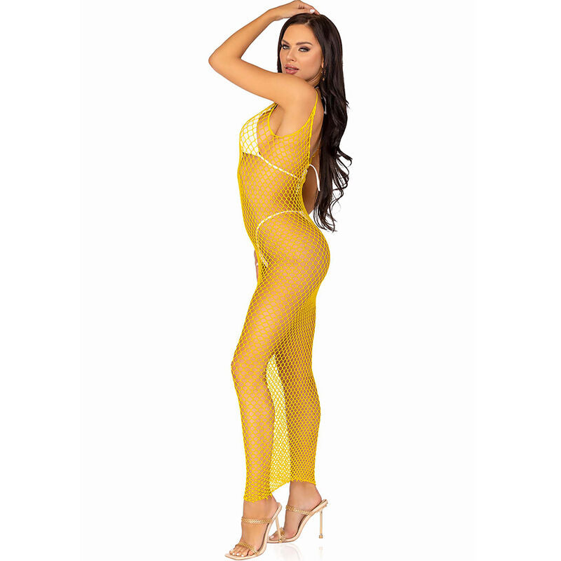 LEG AVENUE - LONG NET DRESS YELLOW ONE SIZE - FUCHSIA - 9
