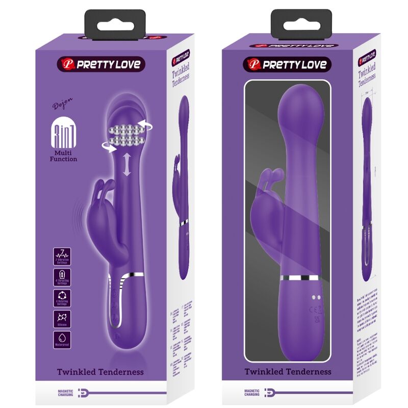 PRETTY LOVE - DEJON RABBIT VIBRATOR 3 IN 1 MULTIFUNCTION PURPLE - 8