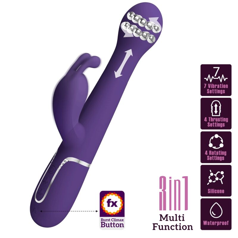 PRETTY LOVE - DEJON RABBIT VIBRATOR 3 IN 1 MULTIFUNCTION PURPLE - 11