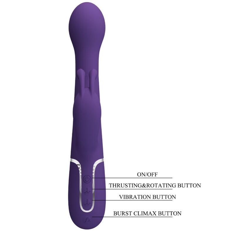 PRETTY LOVE - DEJON RABBIT VIBRATOR 3 IN 1 MULTIFUNCTION PURPLE - 3