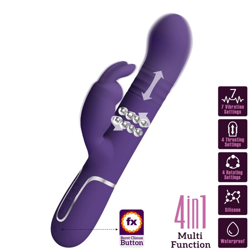 PRETTY LOVE - COALE RABBIT VIBRATOR 4 IN 1 PURPLE - 10