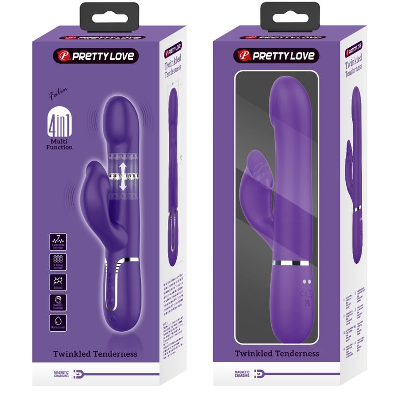 PRETTY LOVE - VIBRATEUR ZALIN RABBIT PERLES 4 EN 1 VIOLET