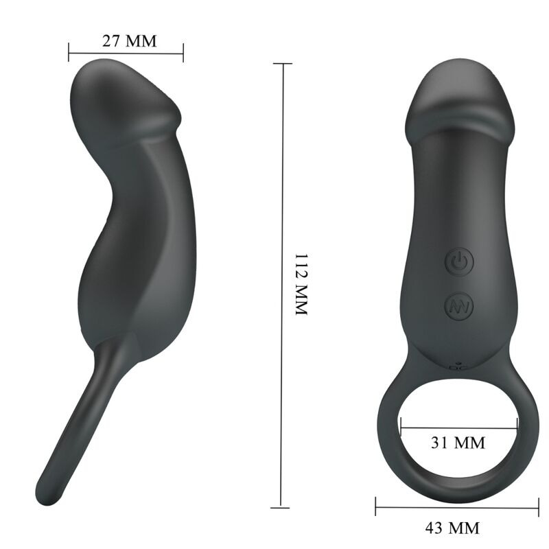 PRETTY LOVE - TRAE VIBRATING BLACK RING WITH STIMULATOR - 4