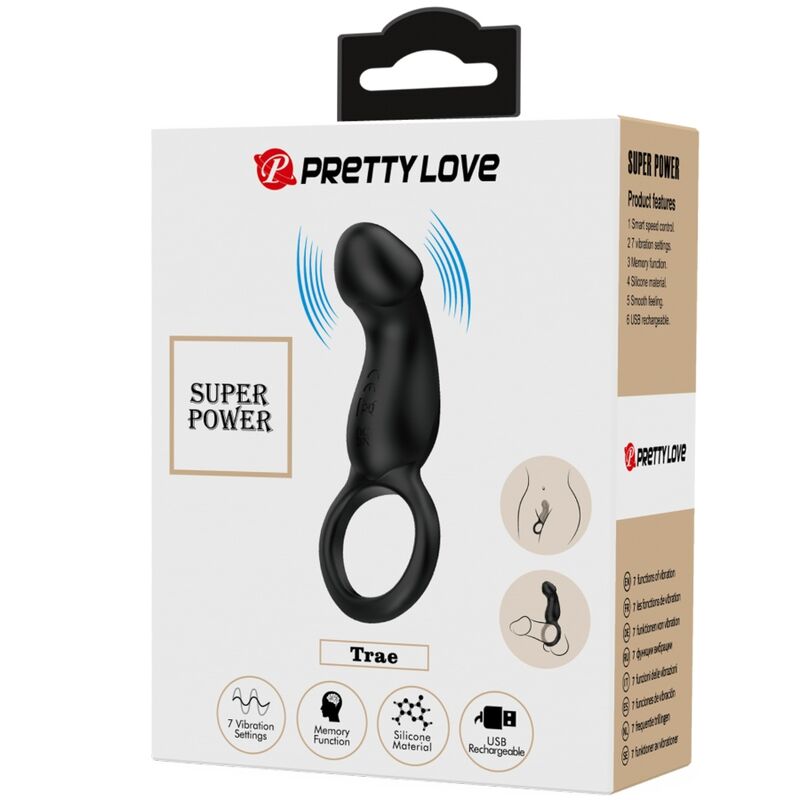 PRETTY LOVE - TRAE VIBRATING BLACK RING WITH STIMULATOR - 6