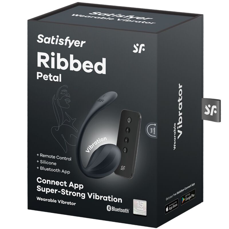 SATISFYER - RIBBED PETAL G POINT STIMULATOR REMOTE CONTROL BLACK FREE APP - 7