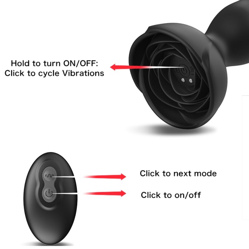 ARMONY - EXTREME A BLOOM ROSE VIBRATOR & ANAL PLUG REMOTE CONTROL BLACK - 2