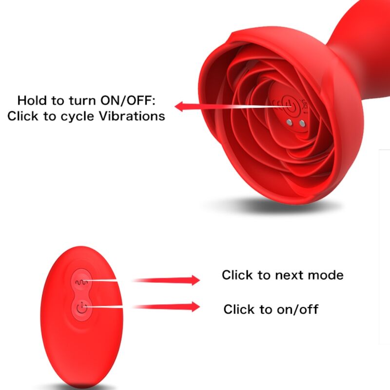 ARMONY - EXTREME A BLOOM ROSE VIBRATOR & ANAL PLUG REMOTE CONTROL RED - 2