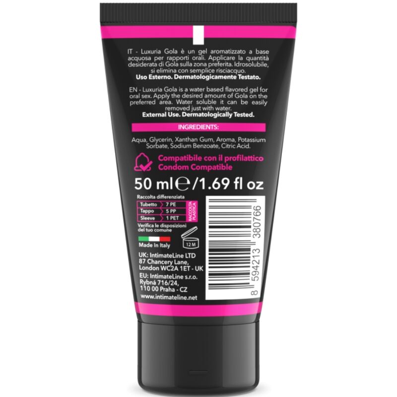 INTIMATELINE LUXURIA - GEL POUR SEXE ORAL SAVEUR CERISE 50 ML