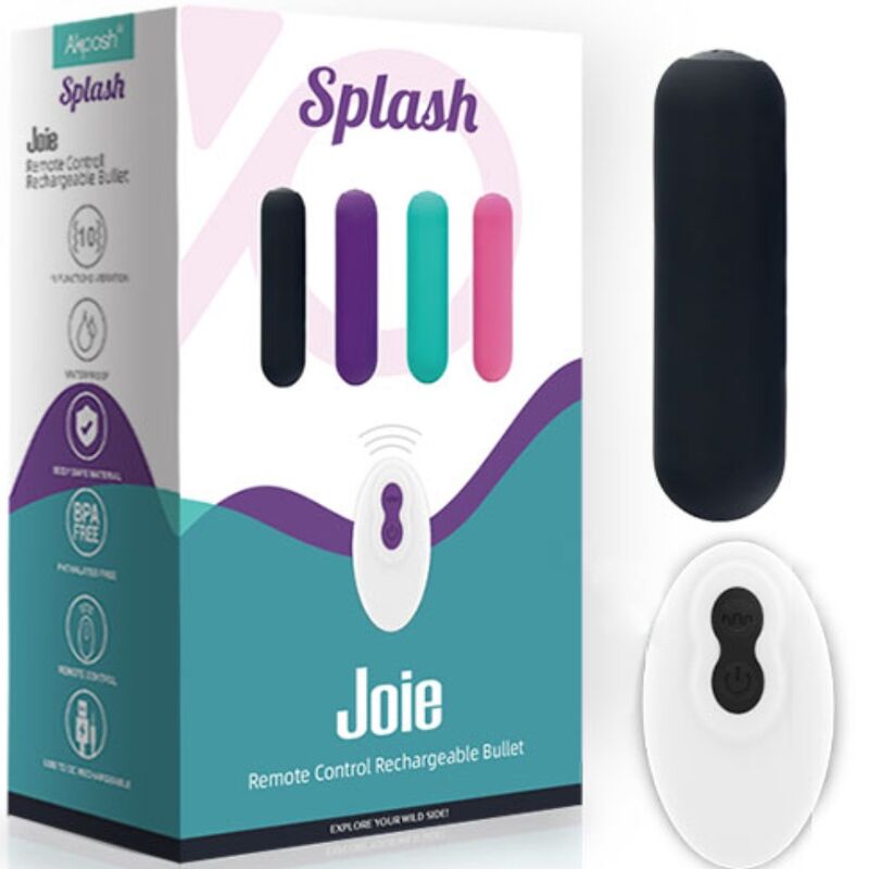 ARMONY - SPLASH JOIE SILICONE BULLET VIBRATOR REMOTE CONTROL 10 VIBRATIONS 75 X 19 CM BLACK