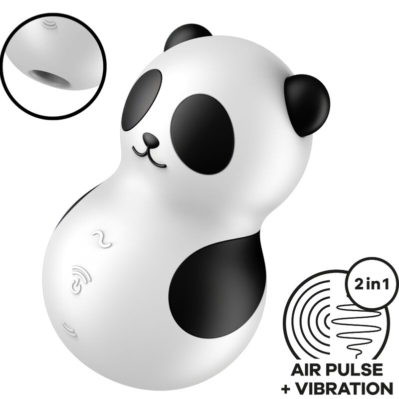 SATISFYER - POCKET PANDA STIMULATOR AND VIBRATOR IN BLACK AND WHITE