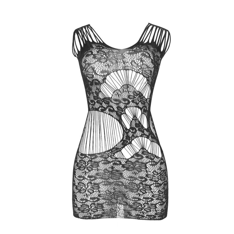 SUBBLIME - 951771 LONG DRESS WITH OPEN BACK WITH FISHNET BLACK ONE SIZE - 3