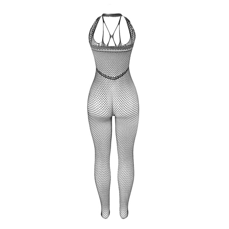 SUBBLIME - 951788 LONG FISHNET BODYSTOCKING WITH STRAPS ON CHEST AND BACK BLACK ONE SIZE - 4