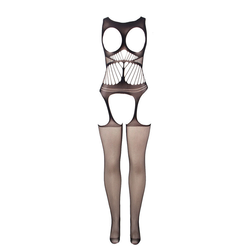 SUBBLIME - 951900 FISHNET CROTCHLESS BODYSTOCKING WITH CUP AND OPEN SHOULDERS BLACK ONE SIZE - 1