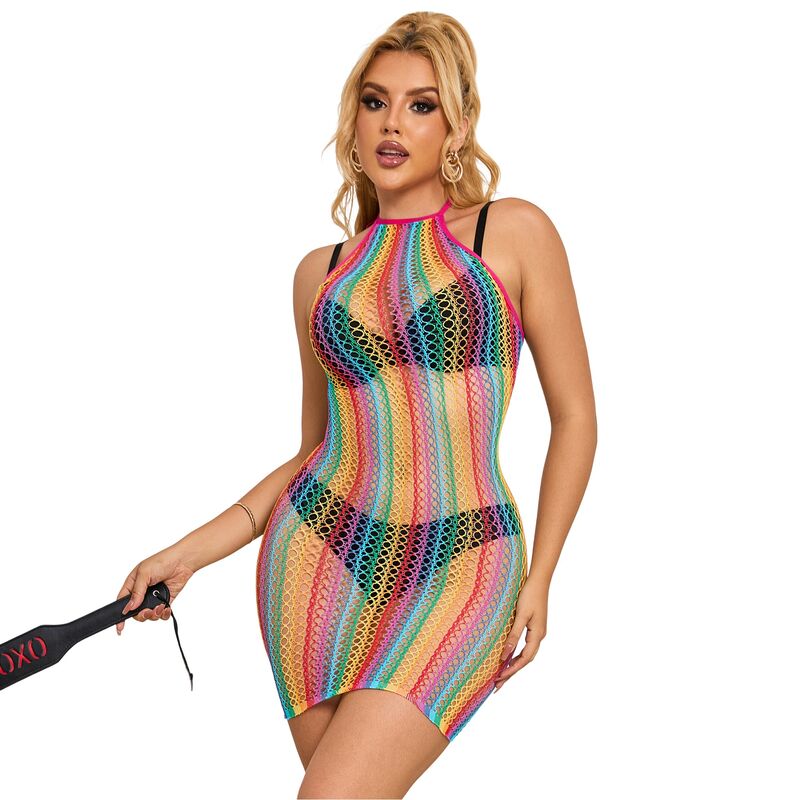 SUBBLIME - 952341 RAINBOW FISHNET DRESS ONE SIZE - 12