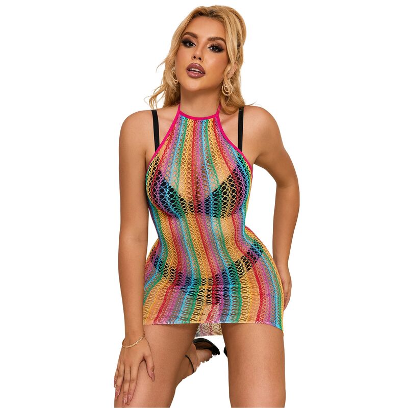 SUBBLIME - 952341 RAINBOW FISHNET DRESS ONE SIZE - 8