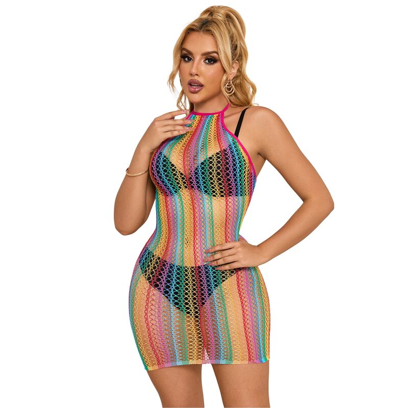 SUBBLIME - 952341 RAINBOW FISHNET DRESS ONE SIZE - 9