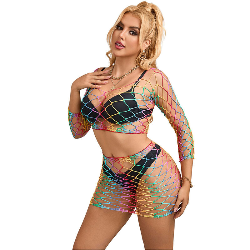 SUBBLIME - 952440 2-PIECE FISHNET SET LONG SLEEVE RAINBOW ONE SIZE - 3