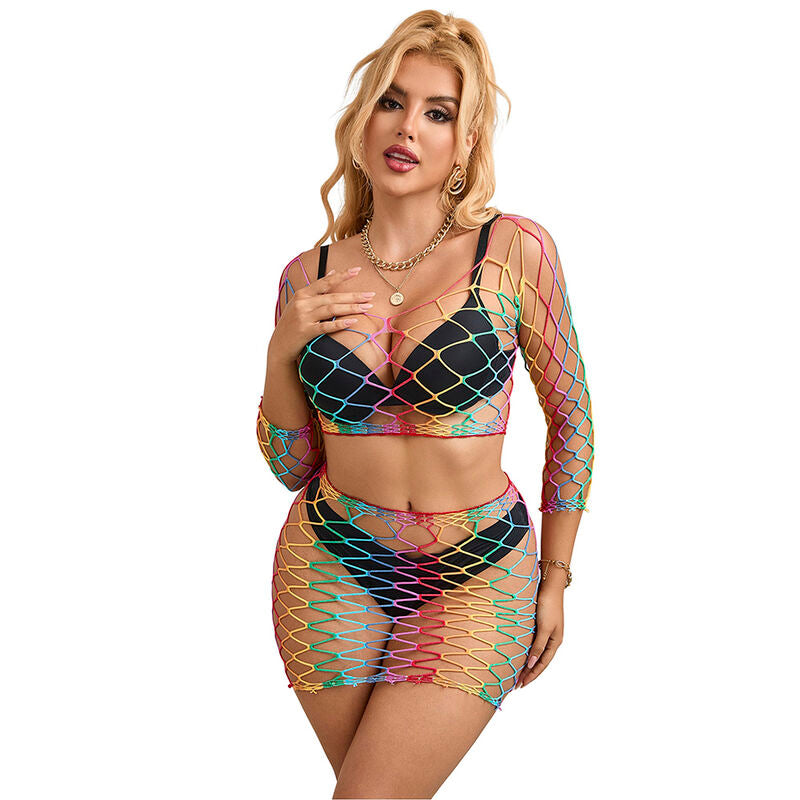 SUBBLIME - 952440 2-PIECE FISHNET SET LONG SLEEVE RAINBOW ONE SIZE - 5