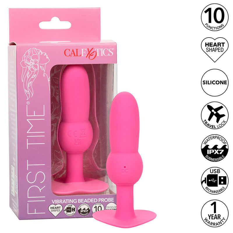 CALEXOTICS - FIRST TIME ANAL PLUG BEADED PROBE 10 VIBRATIONS PINK - 10