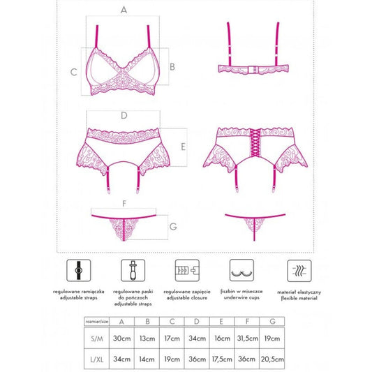 LIVCO CORSETTI FASHION - NAHIR LC 20214 BRA + BRIEF + BELT L/XL