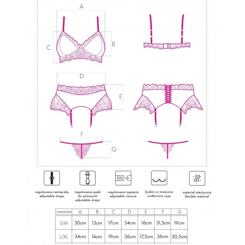 LIVCO CORSETTI FASHION - NAHIR LC 20214 SUJETADOR + CULOTTE + LIGUERO S/M