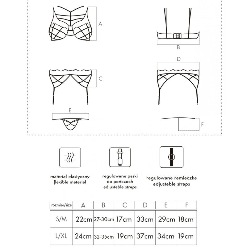 LIVCO CORSETTI FASHION - SOLEDAD LC 20217 BRA + PANTY + GARTER BELT L/XL - 3
