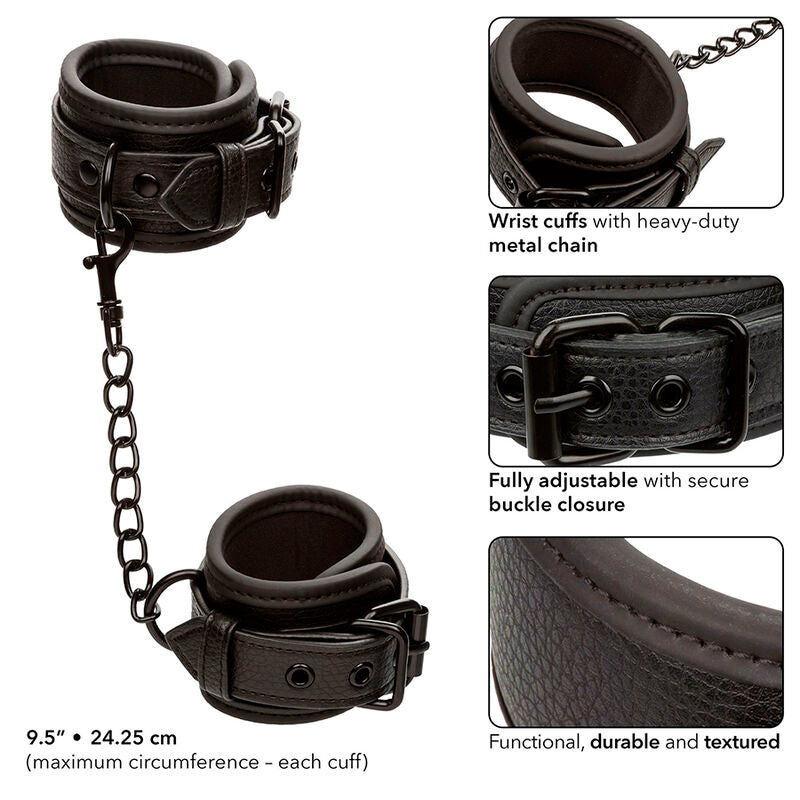 CALEXOTICS - NOCTURNAL LEATHER WRIST CUFFS ADJUSTABLE BLACK - 3